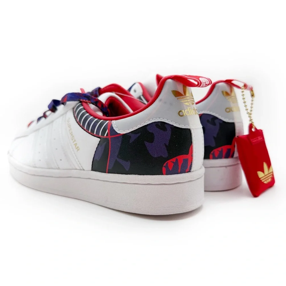 Adidas Superstar Chinese New Year Sneakers Kids Size 4.5 Shoes White Purple Red